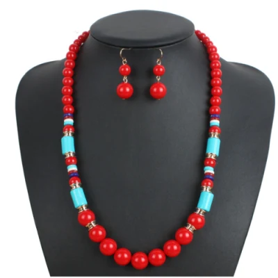 Sistema rojo de la joyería del collar de los pendientes del grano de la moda del nuevo producto