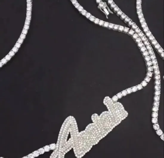 Collar de diamantes creados con diamantes de Hip Hop, joyería para hombres, colgante de diamante personalizado con nombre y letras cruzadas con memoria