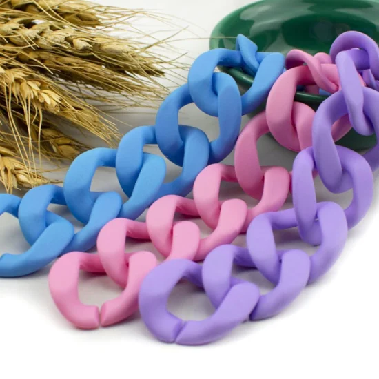 Venta de fábrica de accesorios de bolso mate con cadena de anillo de apertura de cadena acrílica para joyería DIY