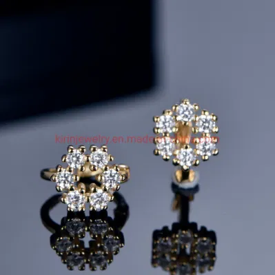 Pendientes chapados en oro macizo de 18 quilates de estilo coreano con diseño de moda, pendientes de diamantes de plata con aro de oro pequeño
